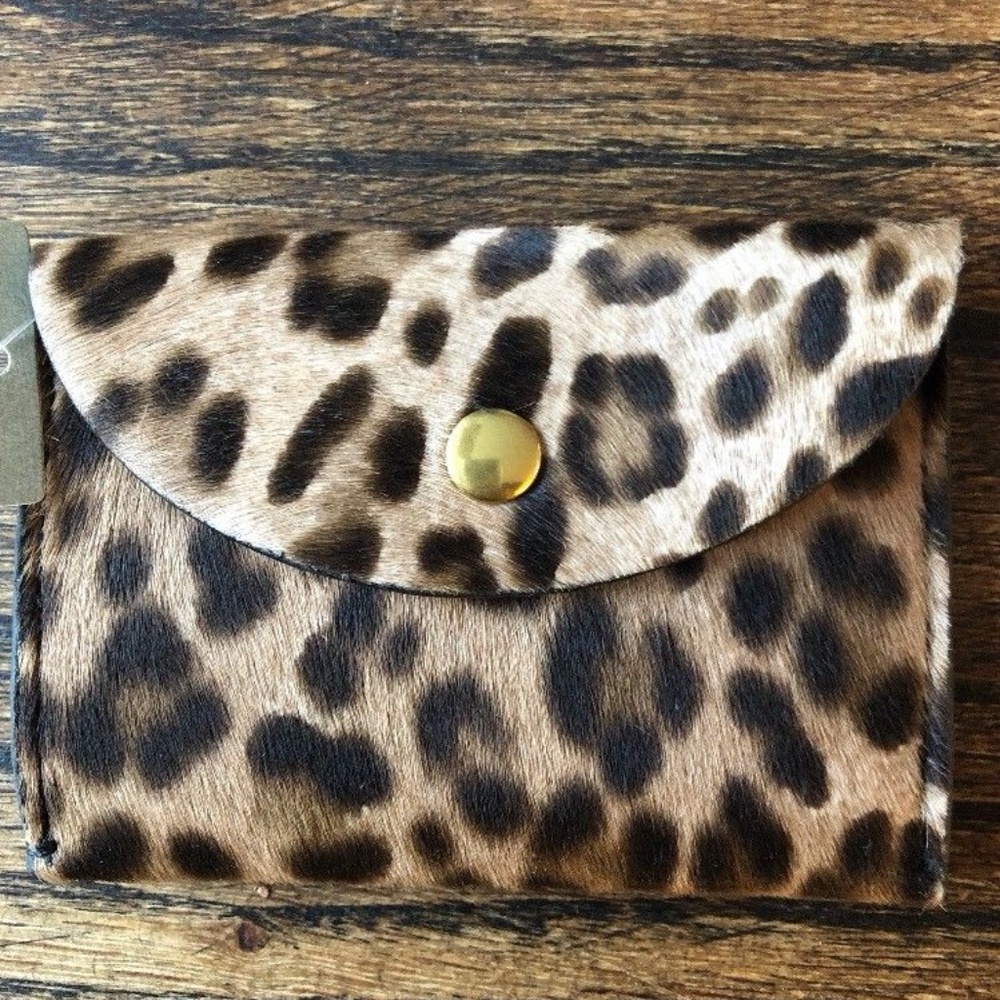 JCREW J. Crew Coin Purse Leopard Print Calf Hair - Picture 1 of 3